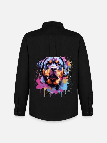 Rottweiler Bunker Splash Art Hund - Männer Oxford Hemd von Stanley/Stella - Schwarz