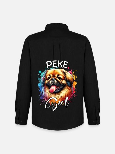 Pekingese Mädchen Pekinese - Männer Oxford Hemd von Stanley/Stella - Schwarz