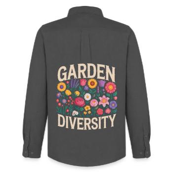 Garden Diversity Blumen Garten - Männer Oxford Hemd von Stanley/Stella - Anthrazit - Hinten - AI Model Male 185 dark (185cm)