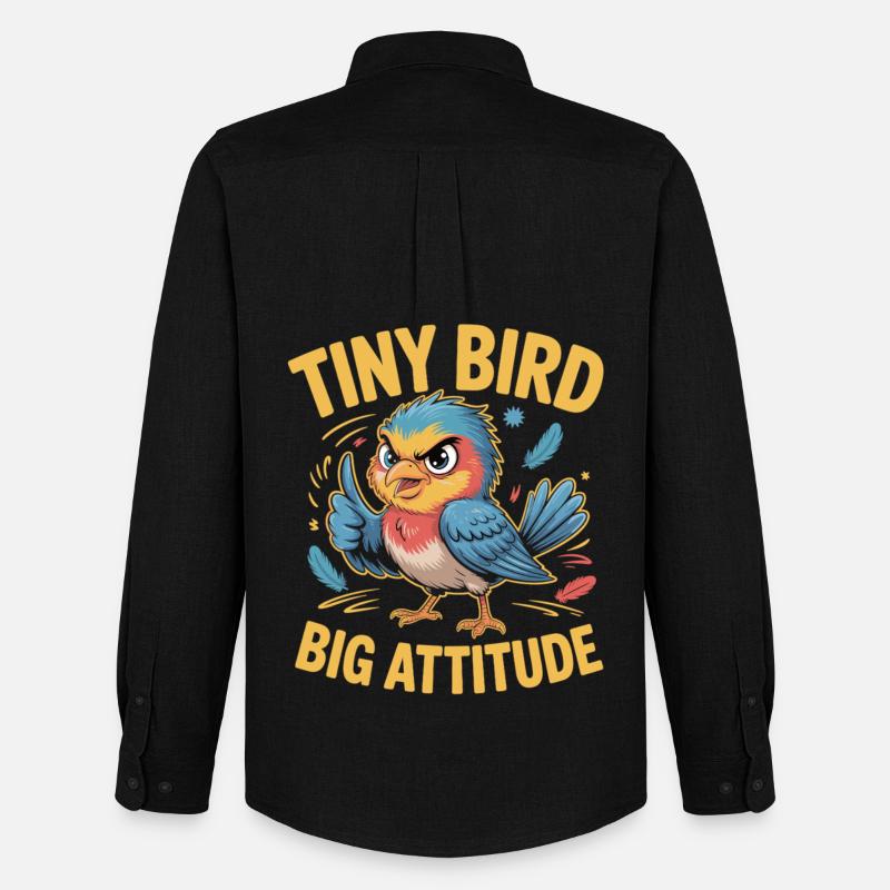 Tiny Bird Big Attitude Vogel Spruch - Männer Oxford Hemd von Stanley/Stella - Schwarz