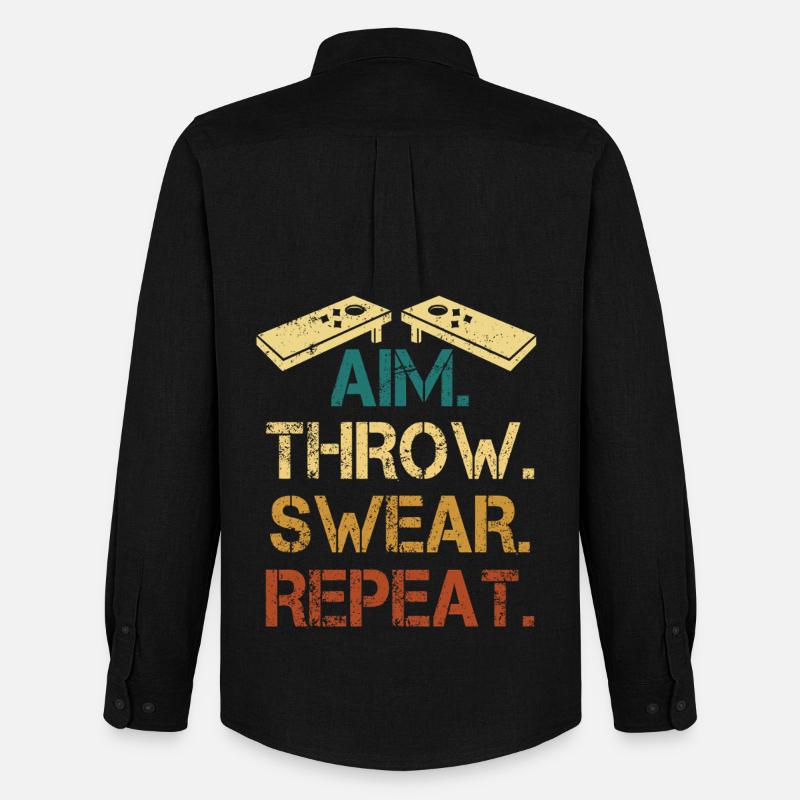 Aim Throw Wear Repeat Tee - Männer Oxford Hemd von Stanley/Stella - Schwarz