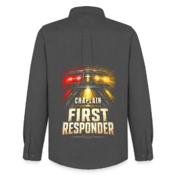 Chaplain Cleric Pastor Chaplain First Responder - Men's Oxford Shirt by Stanley/Stella - anthracite - Back - AI Model Male 185 dark (185cm)
