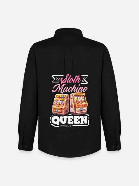 slot machine queen casino gambling jackpot - Men's Oxford Shirt by Stanley/Stella - black