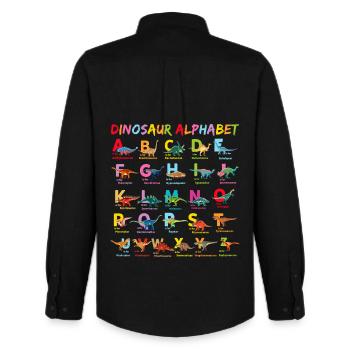 Alphabet Dinosaurier Alphabet Child - Männer Oxford Hemd von Stanley/Stella - Schwarz - Hinten - AI Model Male 185 dark (185cm)