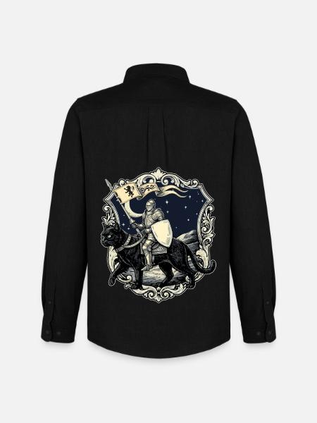 Ren Faire Medieval Knight Cat Renaissance - Men's Oxford Shirt by Stanley/Stella - black