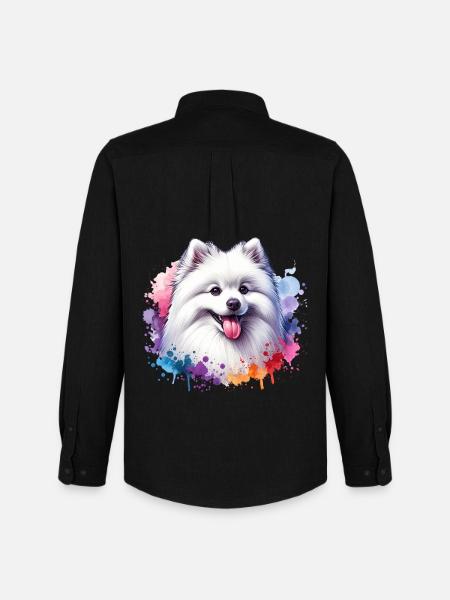 Spitz Pomeranian Motif - Men's Oxford Shirt by Stanley/Stella - black