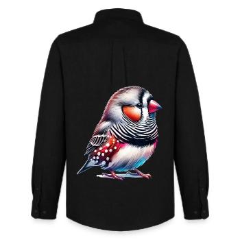 Zebrafink Motiv - Männer Oxford Hemd von Stanley/Stella - Schwarz - Hinten - AI Model Male 185 dark (185cm)