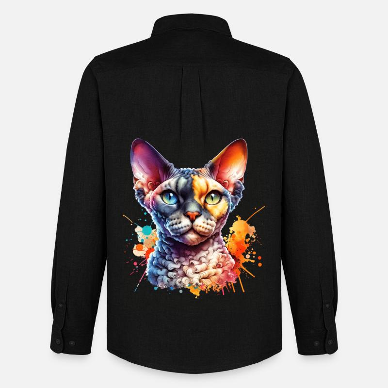 Devon Rex Motiv - Männer Oxford Hemd von Stanley/Stella - Schwarz