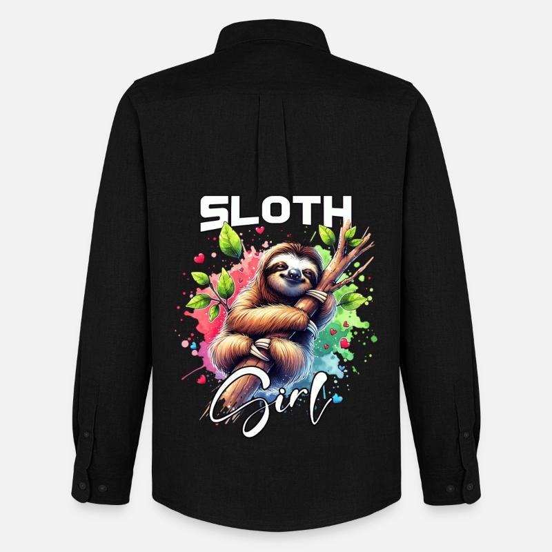 Sloth Mädchen Faultier - Männer Oxford Hemd von Stanley/Stella - Schwarz