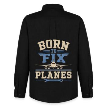 Maintenance de la technologie aéronautique des ingénieurs aéronautiques - Chemise Oxford homme Stanley/Stella - noir - Dos - AI Model Male 185 dark (185cm)