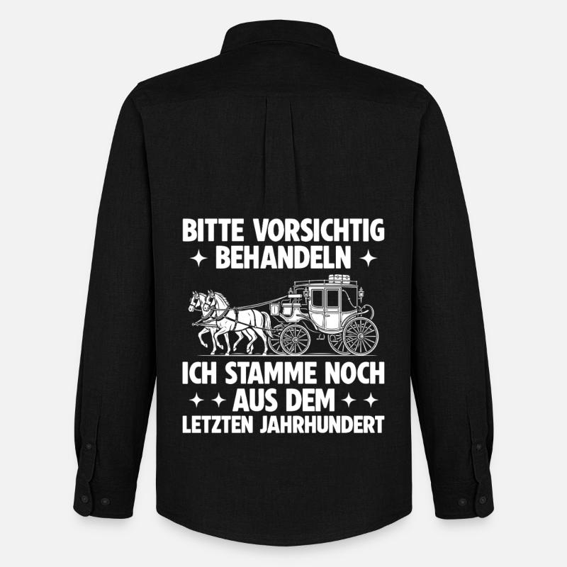 Bitte vorsichtig behandeln – Retro Spruch - Männer Oxford Hemd von Stanley/Stella - Schwarz