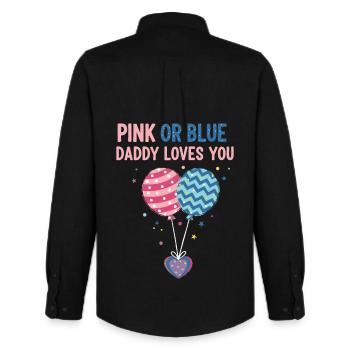 Révélation du genre : rose ou bleu Papa t’aime, bébé - Chemise Oxford homme Stanley/Stella - noir - Dos - AI Model Male 185 dark (185cm)