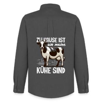 Zu Hause Ist Wo Meine Kühe Sind Bauer Landwirt - Männer Oxford Hemd von Stanley/Stella - Anthrazit - Hinten - AI Model Male 185 dark (185cm)
