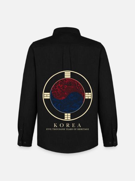Korea Drachen-Taegeuk Emblem - Männer Oxford Hemd von Stanley/Stella - Schwarz
