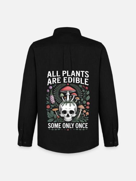 All Plants Edible Skull Mushrooms - Men's Oxford Shirt by Stanley/Stella - black