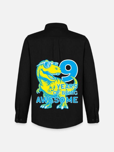 DINO 9 YEARS DINOSAUR 9TH BIRTHDAY - Men's Oxford Shirt by Stanley/Stella - black