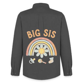 Gender Reveal Big Sis Baby Shower Big Sister Team - Men's Oxford Shirt by Stanley/Stella - anthracite - Back - AI Model Male 185 dark (185cm)