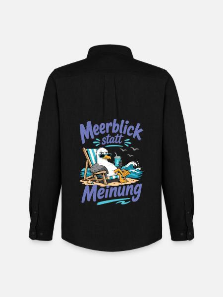 Möwe Meerblick statt Meinung Shirt - Männer Oxford Hemd von Stanley/Stella - Schwarz