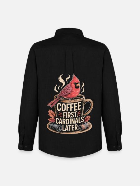 Kaffee zuerst Kardinäle später - Männer Oxford Hemd von Stanley/Stella - Schwarz