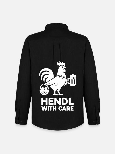 Hendl Huhn Bier Spruch - Männer Oxford Hemd von Stanley/Stella - Schwarz