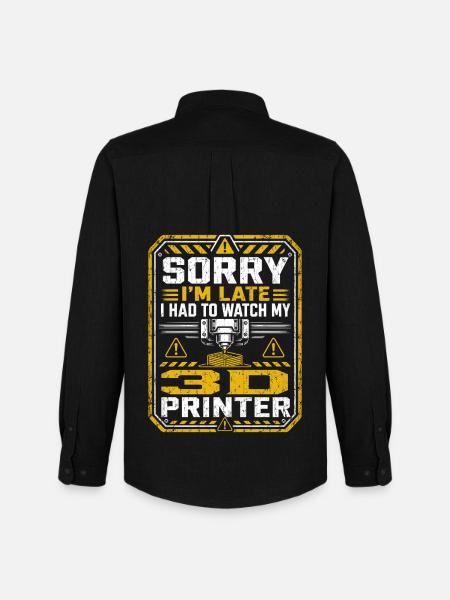 Impression 3D | Humour Geek Maker - Chemise Oxford homme Stanley/Stella - noir