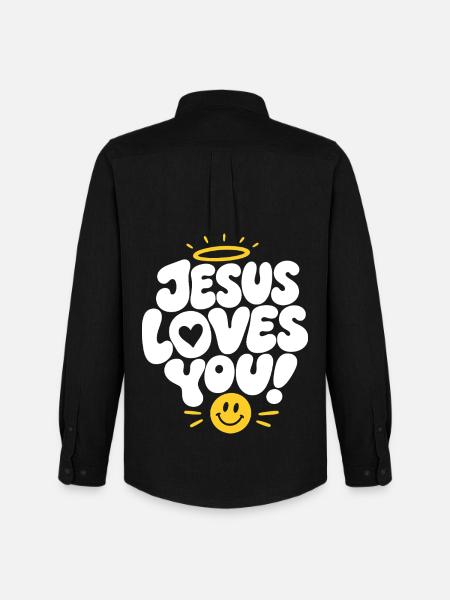 Jésus t’aime Ange Design - Chemise Oxford homme Stanley/Stella - noir