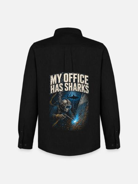 Underwater Welder My Office Has Sharks - Men's Oxford Shirt by Stanley/Stella - black