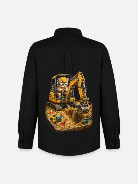 Baggerfahrer Babykatze Katze - Männer Oxford Hemd von Stanley/Stella - Schwarz