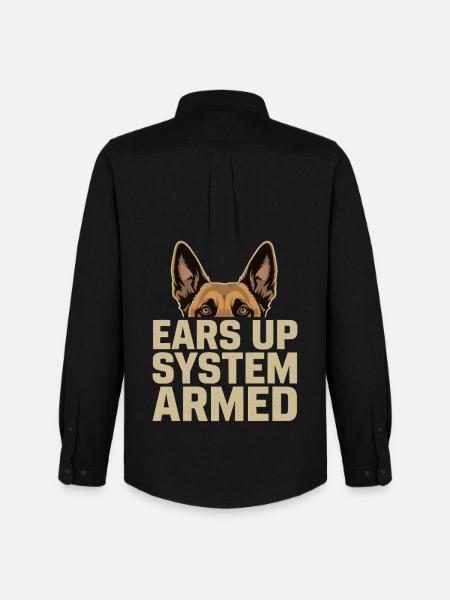 Ears Up System Armed Belgian Malinois - Men's Oxford Shirt by Stanley/Stella - black