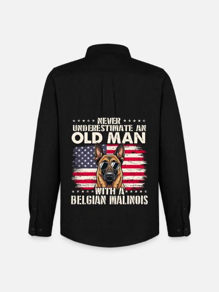 Old Man Belgian Malinois Never Underestimate - Men's Oxford Shirt by Stanley/Stella - black