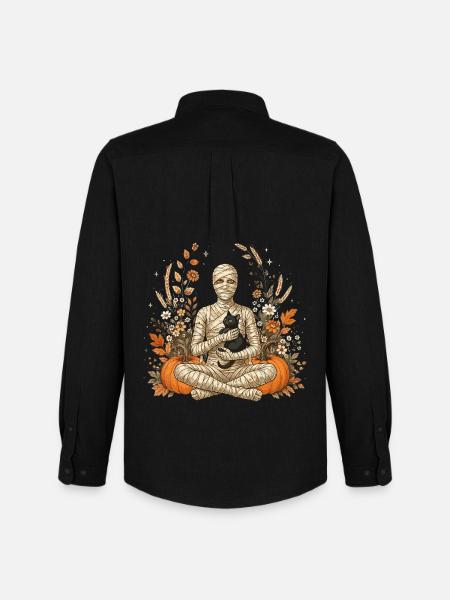 Halloween, Mummy, Black Cat - Men's Oxford Shirt by Stanley/Stella - black