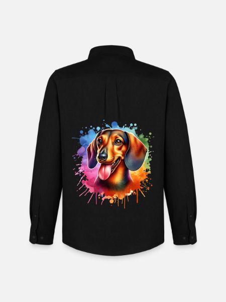 Dachshund Motif - Men's Oxford Shirt by Stanley/Stella - black