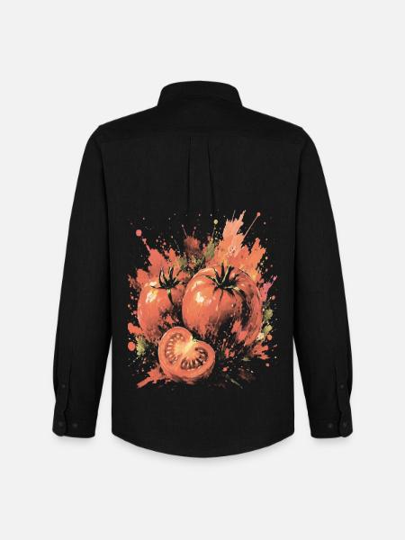 Rotes Tomatengemüse-Splash-Kunst-Aquarell - Männer Oxford Hemd von Stanley/Stella - Schwarz
