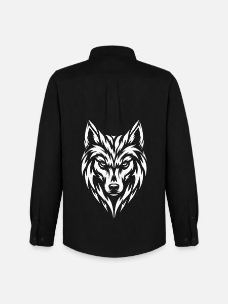 Wolf Tribal Tattoo Style - Männer Oxford Hemd von Stanley/Stella - Schwarz