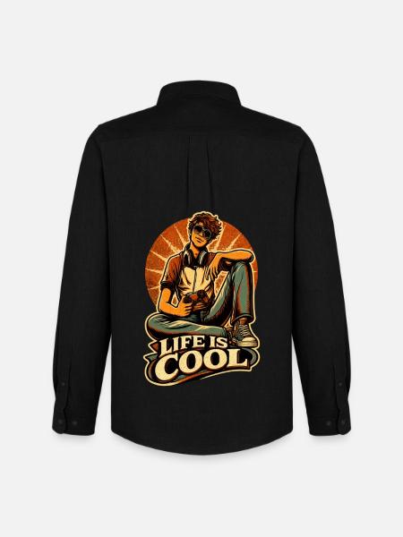 Life Is Cool – Retro Gamer - Men's Oxford Shirt by Stanley/Stella - black