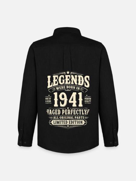 85-års fødselsdagsgave ægtemand 1941 Vintage Retro - Oxfordskjorte herre Stanley/Stella - sort