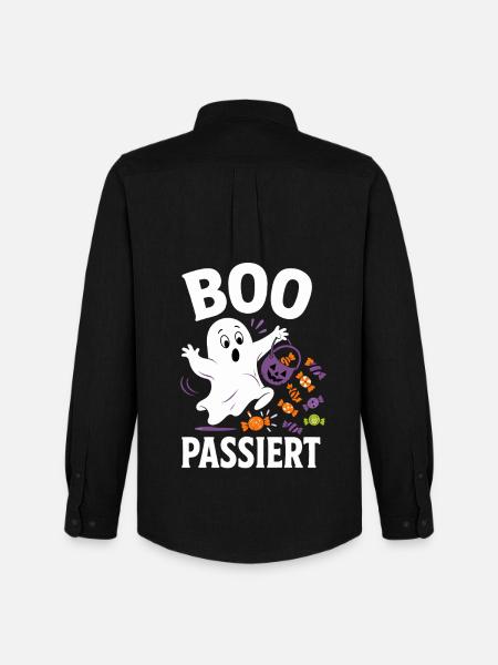 Boo Happens – Halloween Ghost with Candy - Men's Oxford Shirt by Stanley/Stella - black