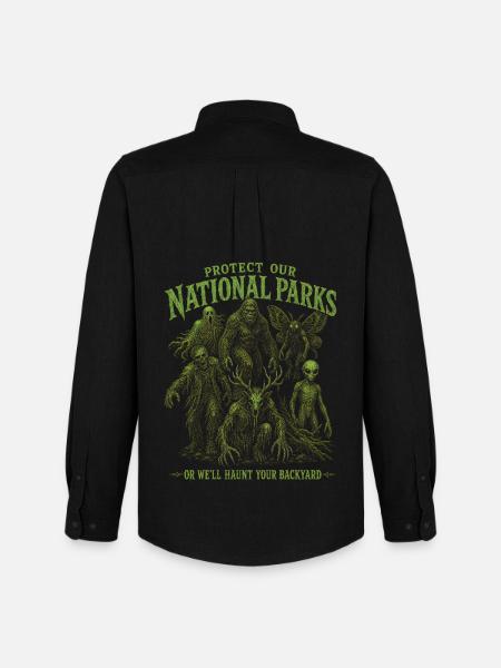 Cryptid Protect Our National Parks - Men's Oxford Shirt by Stanley/Stella - black