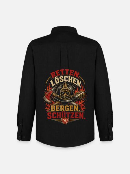 Feuerwehr - Männer Oxford Hemd von Stanley/Stella - Schwarz