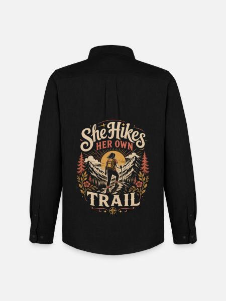 Wanderin Wandern - Männer Oxford Hemd von Stanley/Stella - Schwarz