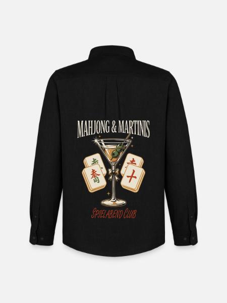 Mahjong Martini Abendclub - Männer Oxford Hemd von Stanley/Stella - Schwarz