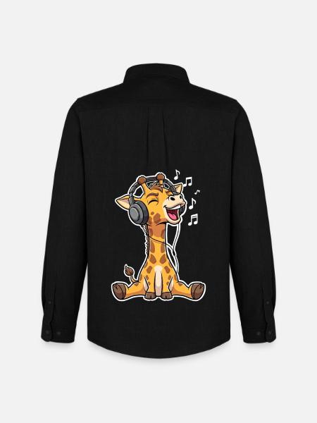 Musik Giraffe - Männer Oxford Hemd von Stanley/Stella - Schwarz
