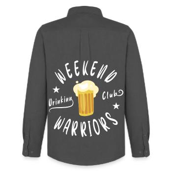 Club de bière du week-end - Chemise Oxford homme Stanley/Stella - charbon - Dos - AI Model Male 185 dark (185cm)