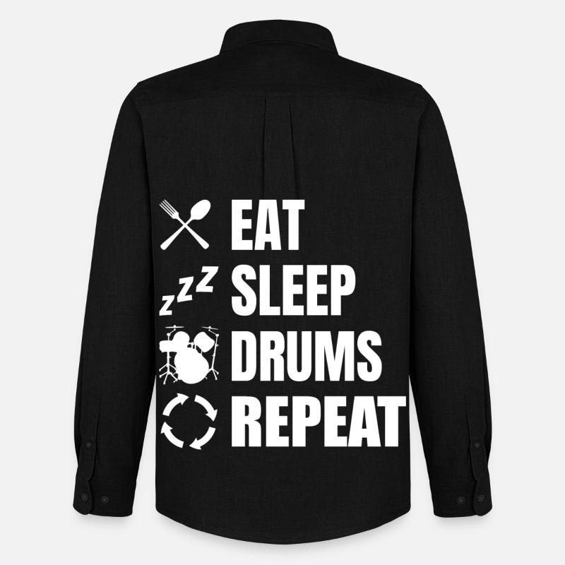 Eat Sleep Drums Repeat - Männer Oxford Hemd von Stanley/Stella - Schwarz