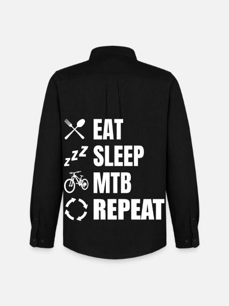 Eat Sleep MTB Repeat - Männer Oxford Hemd von Stanley/Stella - Schwarz
