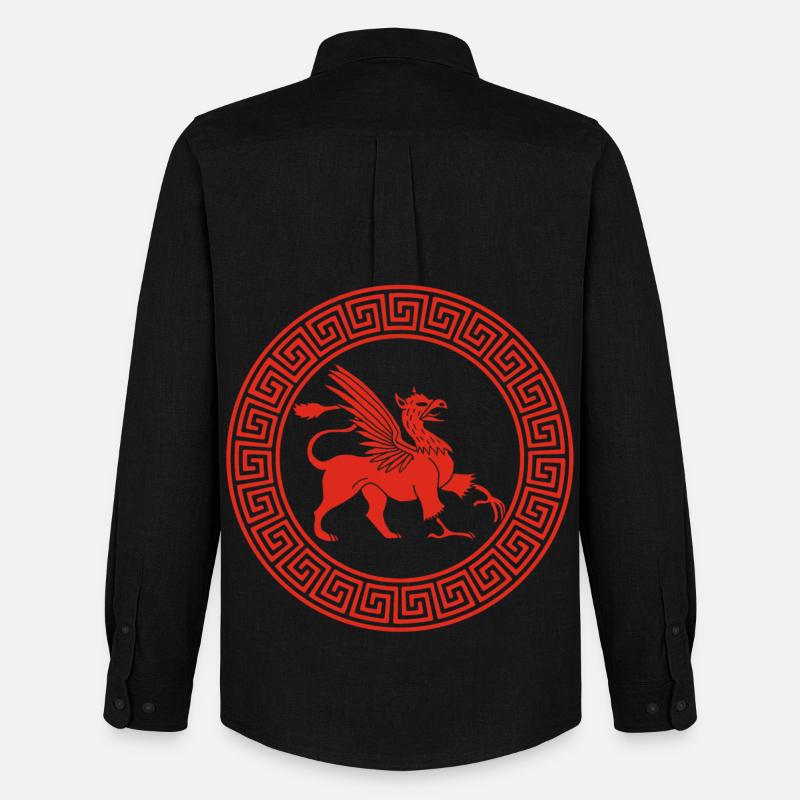 Griechisches rotes Greifsymbol - Männer Oxford Hemd von Stanley/Stella - Schwarz