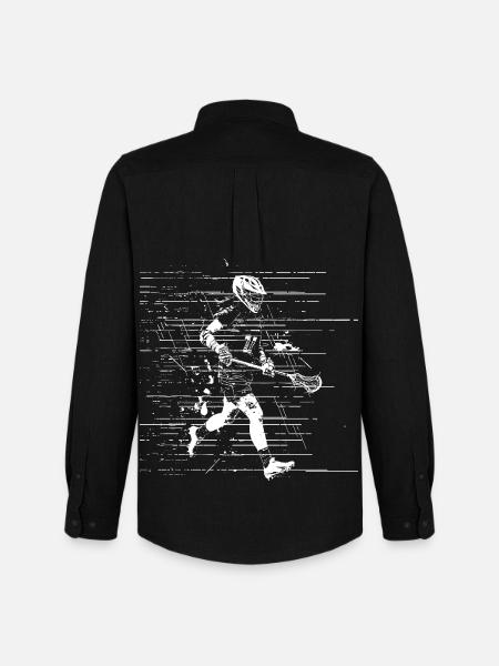Lacrosse Player Drawing - Men's Oxford Shirt by Stanley/Stella - black