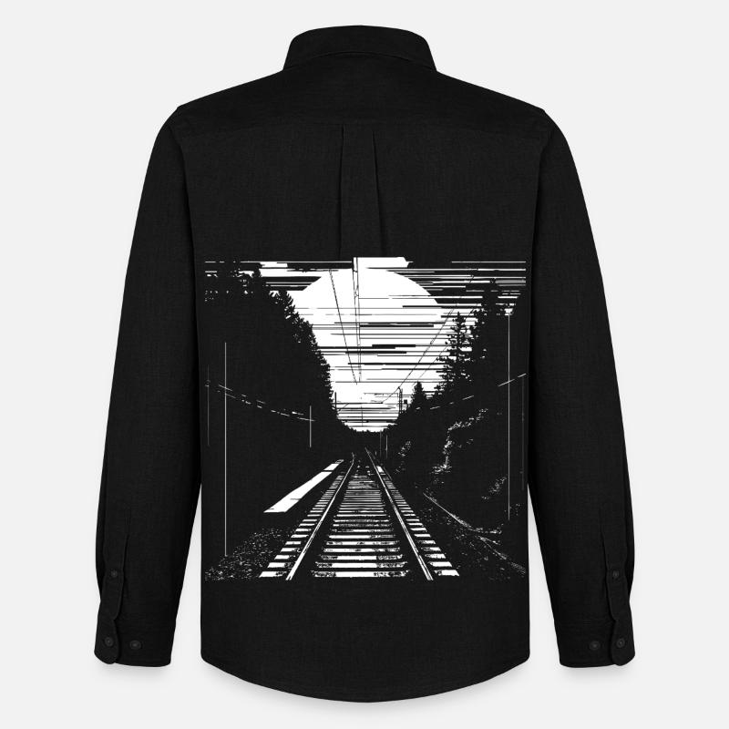 Eisenbahn Grafik - Männer Oxford Hemd von Stanley/Stella - Schwarz