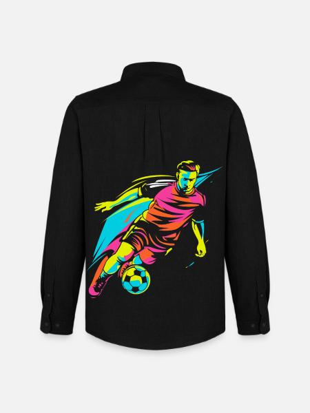 Soccer Player Retrowave - Men's Oxford Shirt by Stanley/Stella - black