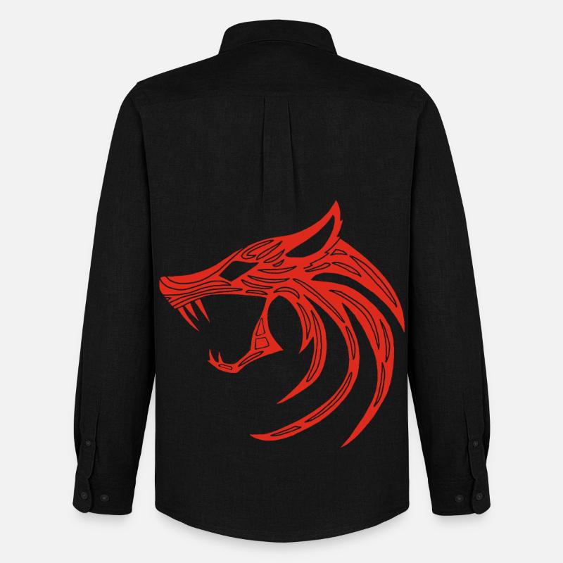 Roter Dämonischer Wolf - Männer Oxford Hemd von Stanley/Stella - Schwarz